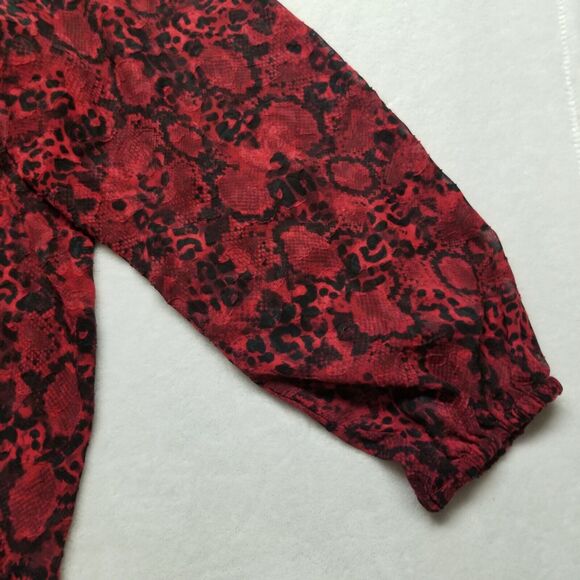 Lane Bryant 22 Top Blouse Balloon Sleeve Sheer Keyhole Whimsigoth Gothic Witchy - Picture 2 of 9